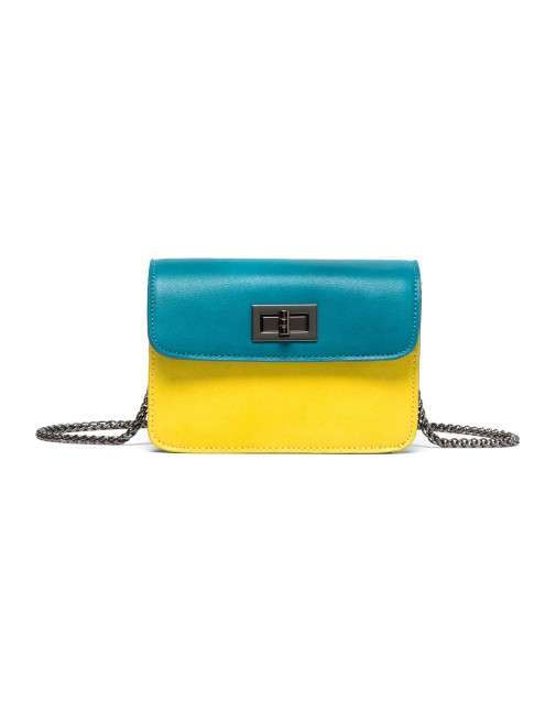 Mini Bag A Tracolla Color Block Gialla E Turchese Benetton Borse Autunno Inverno 2017