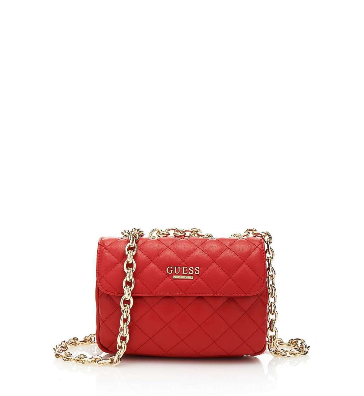 Guess donna borsa a tracolla mini bag nera con impunture internamente rosa  doppi